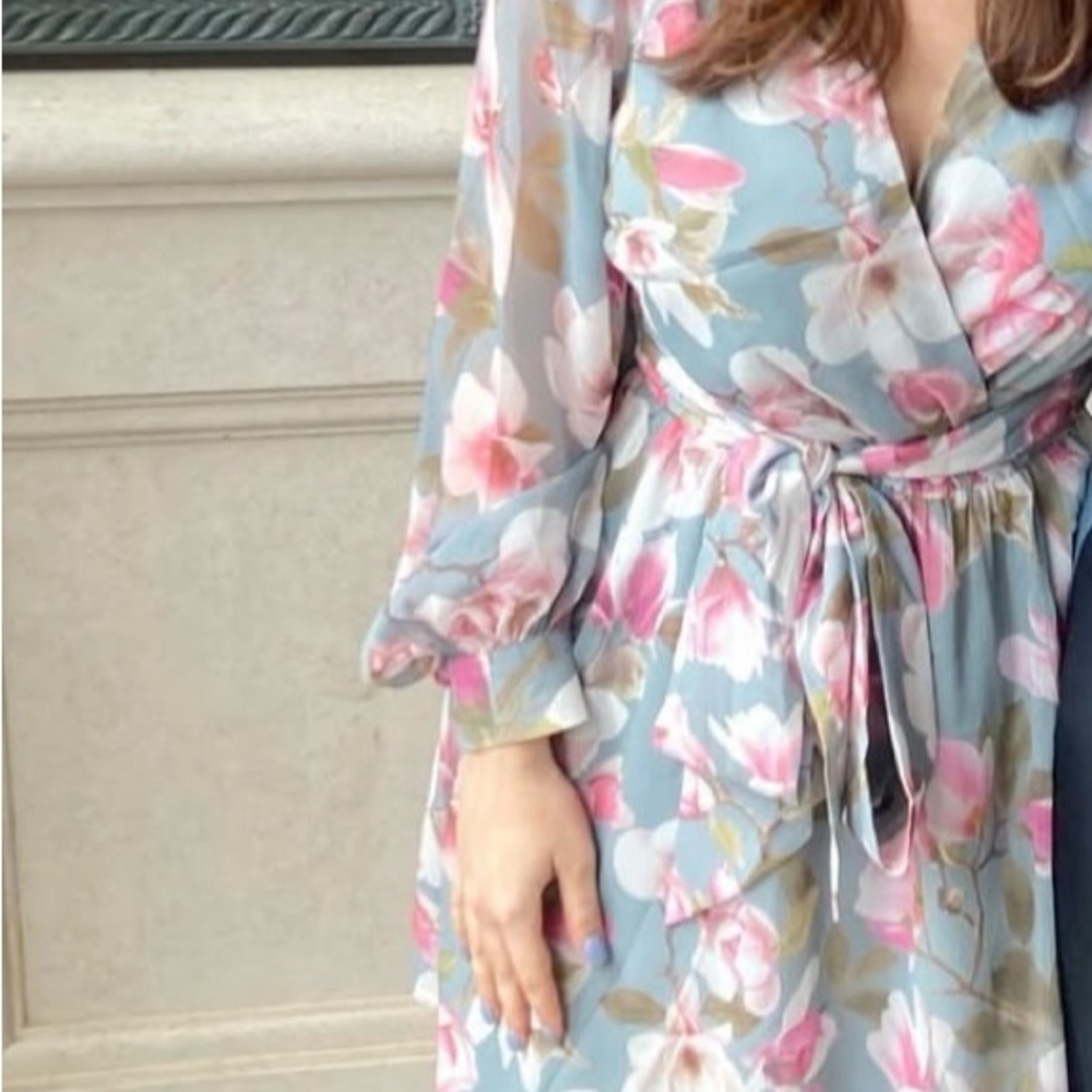 Floral Wrap Dress with Tie Waist